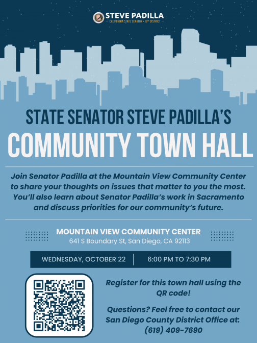 Senator Padilla Community Town Hall Graphic
