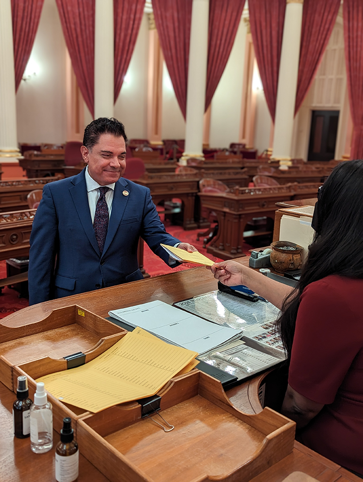Senator Padilla introducing his first bill, SB 352